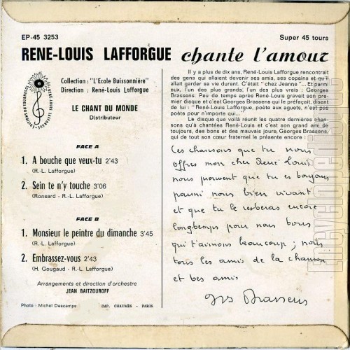 Chante l&rsquo;amour - René-Louis LAFFORGUE (verso)