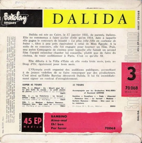 Mademoiselle Bambino - N3 - DALIDA (verso)