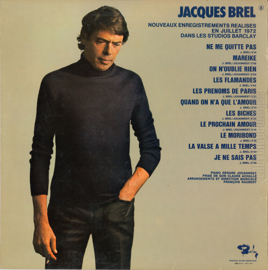 Nouveaux enregistrements 1972 - Jacques BREL (verso)