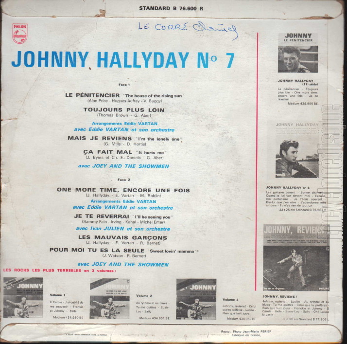 N 7 - Johnny HALLYDAY (verso)