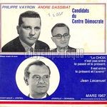 [Pochette de Philippe VAYRON et André DASSIBAT avec Jean LECANUET (Candidats du Centre Démocrate)]