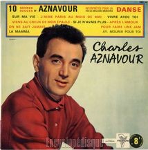[Pochette de 10 grands succès d’Aznavour interprétés pour la danse]