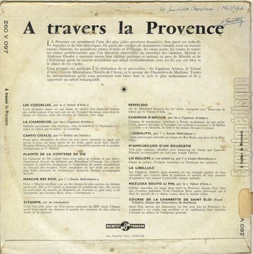 [Pochette de  travers la Provence (DOCUMENT) - verso]