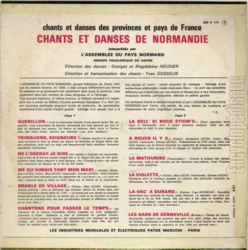 [Pochette de N 44 - ma Normandie (CHANTS ET DANSES DES PROVINCES ET PAYS DE FRANCE) - verso]