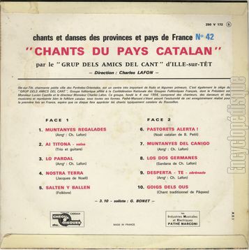 [Pochette de N 42 - Chants du Pays Catalan (CHANTS ET DANSES DES PROVINCES ET PAYS DE FRANCE) - verso]