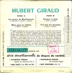 [Pochette de Hubert Giraud chante ses chansons (Hubert GIRAUD (Auteur-Compositeur)) - verso]