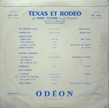 [Pochette de Danses cow boy - Texas et rodo (Marc TAYNOR) - verso]