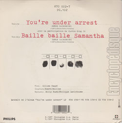 [Pochette de You’re under arrest (Serge GAINSBOURG) - verso]