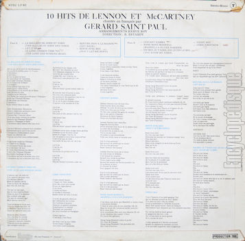 [Pochette de 10 hits de Lennon & McCartney chants en franais (Grard SAINT PAUL) - verso]