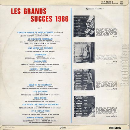 [Pochette de Les grands succs 1966 (COMPILATION) - verso]