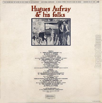 [Pochette de Hugues Aufray & his folks (Hugues AUFRAY) - verso]