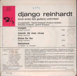 [Pochette de Django Reinhardt joue avec les Guitars Unlimited (Django REINHARDT) - verso]