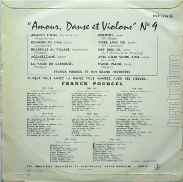 [Pochette de Amour danse et violons n 9 (Franck POURCEL) - verso]