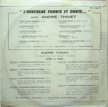 [Pochette de L’Auvergne chante et danse avec Andr Thivet (Andr THIVET) - verso]