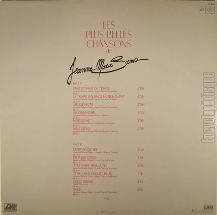 [Pochette de Les plus belles chansons de Jeanne-Marie Sens (Jeanne-Marie SENS) - verso]