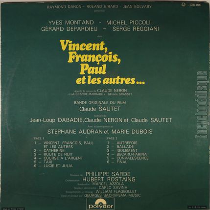 [Pochette de Vincent, Franois, Paul et les autres (B.O.F.  Films ) - verso]