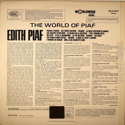 [Pochette de The world of Piaf (dith PIAF) - verso]