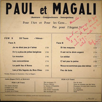 [Pochette de Paul et Magali (PAUL et MAGALI) - verso]