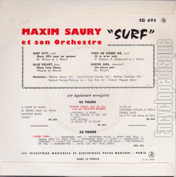 [Pochette de Surf Saury (Maxim SAURY) - verso]