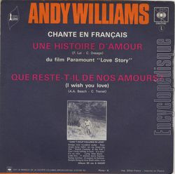 [Pochette de Andy WILLIAMS -  Une histoire d’amour  (Les FRANCOPHILES) - verso]