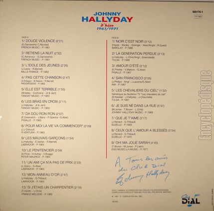 [Pochette de Johnny Hallyday d’hier 1961/1971 (Johnny HALLYDAY) - verso]