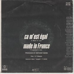 [Pochette de a m’est gal / Made in France (Amanda LEAR) - verso]