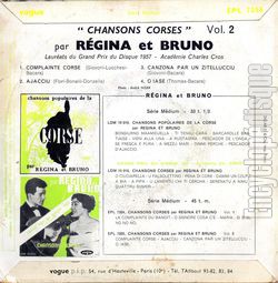 [Pochette de Chansons corses (Vol.2) (RGINA et BRUNO) - verso]