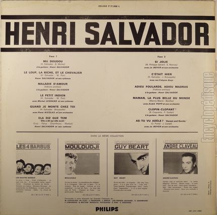 [Pochette de Les grandes chansons d’Henri Salvador (Henri SALVADOR) - verso]