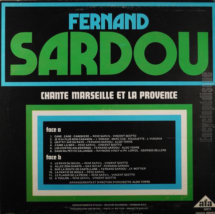 [Pochette de Fernand Sardou chante Marseille et la Provence (Fernand SARDOU) - verso]