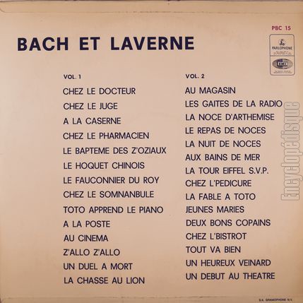 [Pochette de Bach et Laverne vol.1 (BACH ET LAVERNE) - verso]