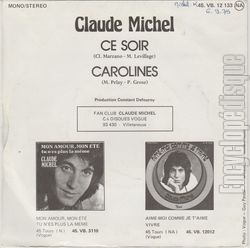 [Pochette de Ce soir (Claude MICHEL) - verso]