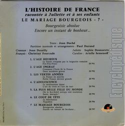 [Pochette de L’histoire de France raconte  Juliette et  ses enfants "Le mariage bourgeois" - 7 - (JEUNESSE) - verso]