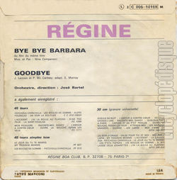 [Pochette de Bye Bye Barbara / Goodbye (RGINE) - verso]