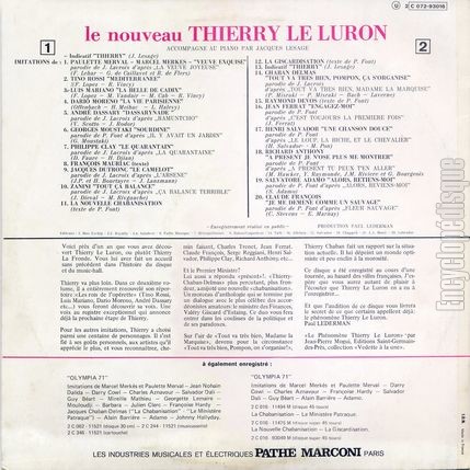 [Pochette de Thierry Le Luron - Vol. 2 (Thierry LE LURON) - verso]