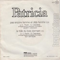 [Pochette de Pas encore femme et dj femme (PATRICIA) - verso]