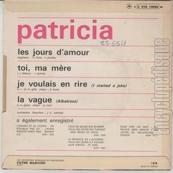 [Pochette de Les jours d’amour (PATRICIA) - verso]