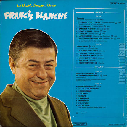 [Pochette de Le double disque d’or (Francis BLANCHE) - verso]