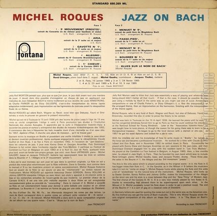 [Pochette de Jazz on Bach (Michel ROQUES) - verso]