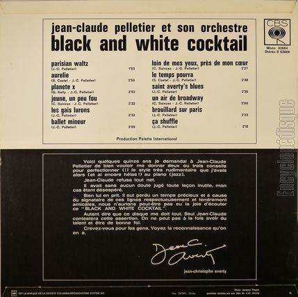 [Pochette de Black and white cocktail (Jean-Claude PELLETIER) - verso]
