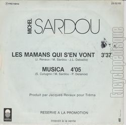 [Pochette de Les mamans s’en vont / Musica (Michel SARDOU) - verso]