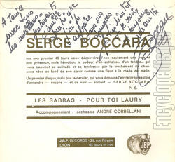 [Pochette de Les Sabras / Pour toi Laury (Serge BOCCARA) - verso]