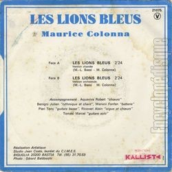 [Pochette de Les lions bleus (Maurice COLONNA) - verso]