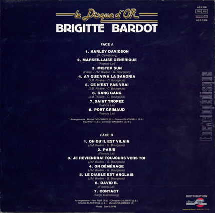 [Pochette de Le disque d’or (Brigitte BARDOT) - verso]