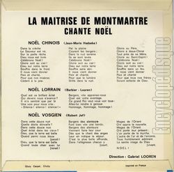 [Pochette de La Maitrise de Montmartre chante Nol (La MAITRISE DE MONTMARTRE) - verso]