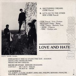 [Pochette de Love and Hate -  Introducing  (Les ANGLOPHILES) - verso]