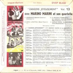 [Pochette de Marino MARINI -  Dansons joyeusement, vol. 13  (Les FRANCOPHILES) - verso]