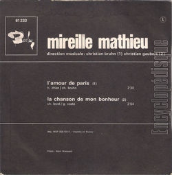 [Pochette de L’amour de Paris /  La chanson de mon bonheur (Mireille MATHIEU) - verso]