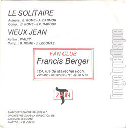 [Pochette de Le solitaire / Vieux Jean (Francis BERGER) - verso]