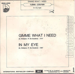 [Pochette de In my eye / Give me what I need (TJENS COUTER) - verso]