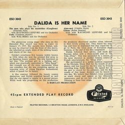[Pochette de Dalida is her name (DALIDA) - verso]
